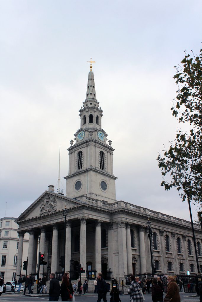View of St Martin’s from Trafalgar Square.