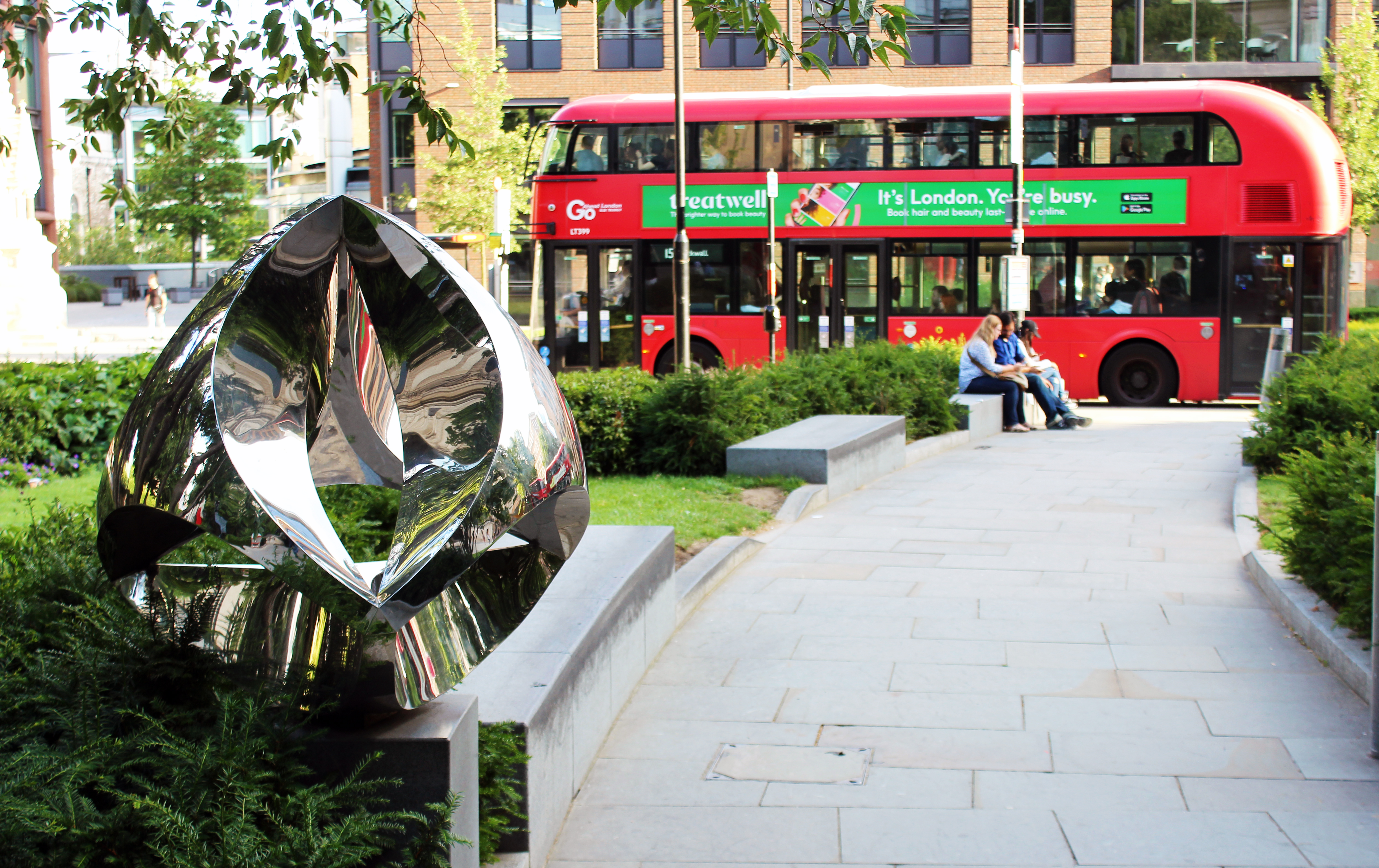 Paul Mount sculpture with London bus